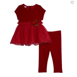 RED Velvet   Baby Girl  2-piece outfit dress legging 18M 18 Months